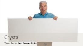  Presentation with old man - Slide set enhanced with surprised-old-man-holding-empty background and a light gray colored foreground