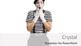  Presentation with pantomime - Cool new presentation theme with surprised-pantomime-man-gesturing backdrop and a white colored foreground