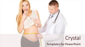  Presentation with pregnant woman doctor - Presentation theme enhanced with surprised pregnant woman iss being background and a lemonade colored foreground