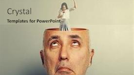  Presentation with angry - PPT theme enhanced with surprised senior man with open head young angry businesswoman standing into the head looking at the man and screaming with megaphone photo over grey background background and a mint green colored foreground
