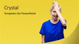  Presentation with blue eyes technology eye scan - Beautiful slides featuring surprised with hand on head backdrop and a yellow colored foreground