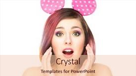  Presentation with mickey mouse - Amazing slide set having surprised woman in mickey mouse backdrop and a lemonade colored foreground