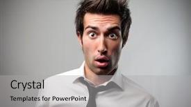  Presentation with rock minerals portrait - Amazing slide deck having surprised work - portrait of astonished businessman backdrop and a light gray colored foreground