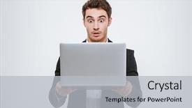  Presentation with black business - PPT layouts featuring surprised young business man background and a light gray colored foreground