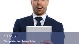  Presentation with tab - PPT layouts consisting of surprised-young-guy-in-navy background and a ocean colored foreground