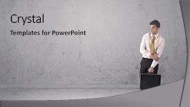  Presentation with sales - Slides with surprised young sales person background and a light gray colored foreground