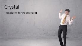  Presentation with sales - PPT layouts enhanced with surprised young sales person background and a light gray colored foreground