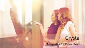  Presentation with consumerism - Presentation enhanced with surprised young women with shopping background and a coral colored foreground