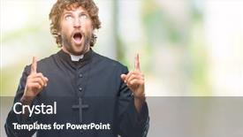  Presentation with catholic 10 commandments - Audience pleasing PPT theme consisting of surprising faith - handsome hispanic catholic priest man backdrop and a  colored foreground