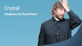  Presentation with dove catholic - Beautiful theme featuring surprising faith - handsome hispanic catholic priest man backdrop and a light blue colored foreground