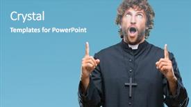  Presentation with catholic faith - Beautiful slides featuring surprising faith - handsome hispanic catholic priest man backdrop and a light blue colored foreground