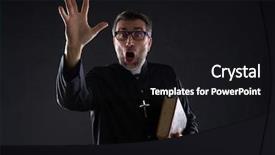  Presentation with crazy - Presentation theme with surprising faith - mad crazy priest surprised expression background and a black colored foreground