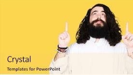  Presentation with jesus christ - Colorful slide set enhanced with surprising faith - man wearing jesus christ costume backdrop and a yellow colored foreground