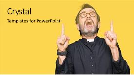  Presentation with catholic faith - Slide set enhanced with surprising faith - middle age priest man wearing background and a yellow colored foreground