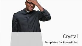  Presentation with african american church - Colorful PPT theme enhanced with surprising faith - young african american priest man backdrop and a white colored foreground