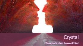  Presentation with magic - Amazing presentation design having surreal - autumn magic landscape trees backdrop and a violet colored foreground