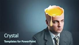  Presentation with egg - Colorful PPT theme enhanced with surreal - businessman with yellow egg istead backdrop and a ocean colored foreground