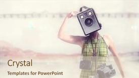  Presentation with surreal - Beautiful theme featuring surreal - girl with a camera backdrop and a lemonade colored foreground