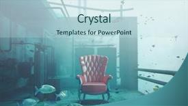  Presentation with luxury - Slide set consisting of surreal - red luxury armchair underwater cg background and a sky blue colored foreground