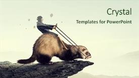  Presentation with surreal - Presentation theme featuring surreal - woman ride ferret background and a cream colored foreground