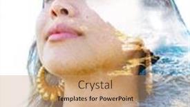  Presentation with surreal - Presentation theme having surreal-creative-double-exposure-portrait background and a coral colored foreground