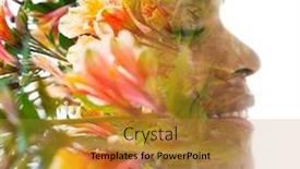  Presentation with surreal - PPT theme featuring surreal-creative-double-exposure-portrait background and a gold colored foreground