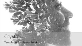  Presentation with surreal - Cool new slide deck with surreal-creative-double-exposure-portrait backdrop and a light gray colored foreground