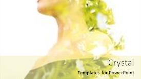  Presentation with surreal - Colorful PPT theme enhanced with surreal-creative-double-exposure-portrait backdrop and a blonde colored foreground