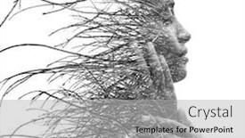  Presentation with surreal - Cool new PPT theme with surreal-creative-double-exposure-portrait backdrop and a light gray colored foreground