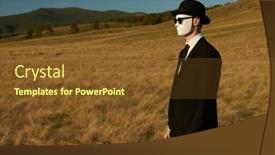  Presentation with space suit - PPT theme consisting of surreal-gentleman-in-a-black background and a tawny brown colored foreground