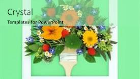  Presentation with white flower frame - PPT theme with surreal-tree-concept-shape background and a mint green colored foreground