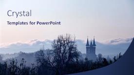  Presentation with surreal - Colorful presentation design enhanced with surreal-view-of-orthodox-church backdrop and a sky blue colored foreground