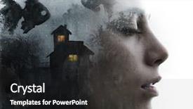  Presentation with artistic - Audience pleasing presentation theme consisting of surrealism - paintography double exposure female profile backdrop and a dark gray colored foreground