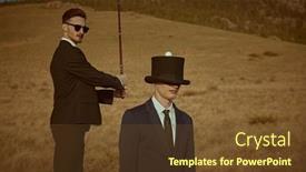  Presentation with top hat - Slide set featuring surrealism-portrait-of-a-gentleman background and a tawny brown colored foreground