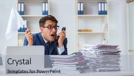  Presentation with giving - Theme having surrender - businessman throwing white flag background and a  colored foreground