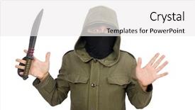  Presentation with mask - PPT theme having surrender - criminal wearing mask isolated background and a white colored foreground