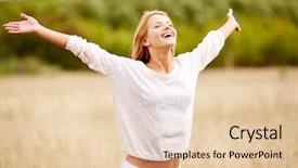  Presentation with satalitte image - Cool new presentation theme with surrender - image of happy woman backdrop and a lemonade colored foreground