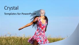  Presentation with colorful - Presentation theme having surrender - photo of glad girl background and a light blue colored foreground