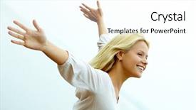  Presentation with happy life - PPT theme with surrender - portrait of happy young girl background and a white colored foreground