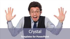  Presentation with funny - Audience pleasing slide set consisting of surrender - young businessman in funny concept backdrop and a  colored foreground