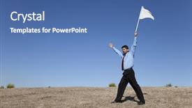  Presentation with silver fern black white flag - Beautiful PPT layouts featuring surrendering holding a white flag backdrop and a ocean colored foreground