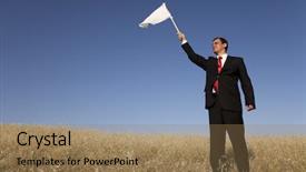  Presentation with silver fern black white flag - Presentation design enhanced with surrendering with a white flag background and a coral colored foreground