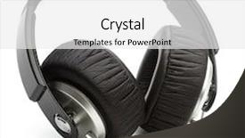  Presentation with sound - Colorful PPT theme enhanced with surround sound - big black headphones isolated backdrop and a white colored foreground