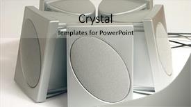  Presentation with speakers - Theme with surround sound - five silver speakers 1116_05 background and a  colored foreground