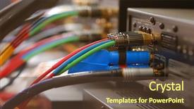  Presentation with movie theater - PPT theme with surround sound - hi-end home movie theater cables background and a tawny brown colored foreground