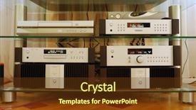  Presentation with components - Presentation theme with surround sound - hi-end home movie theater components background and a  colored foreground