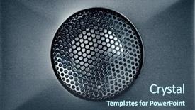  Presentation with audio - Slide deck featuring surround sound system - blue audio tweeter with grill background and a ocean colored foreground