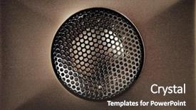  Presentation with audio - Presentation theme having surround sound system - brown audio tweeter with grill background and a tawny brown colored foreground