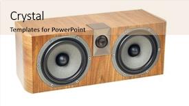  Presentation with audio speaker - PPT layouts consisting of surround sound system - central channel speaker home theater background and a lemonade colored foreground