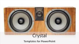  Presentation with audio speaker - Presentation theme having surround sound system - central channel speaker home theater background and a white colored foreground
